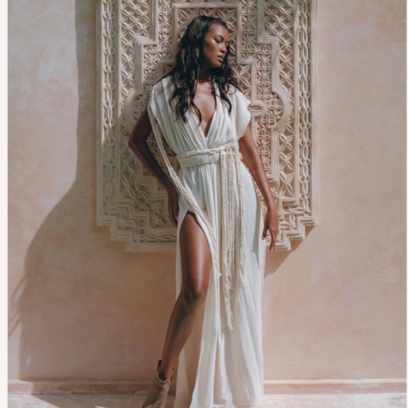 NWT Boho Goddess Dress • Off-White Macrame Dress • Organic Wedding Dress - Picture 1 of 7
